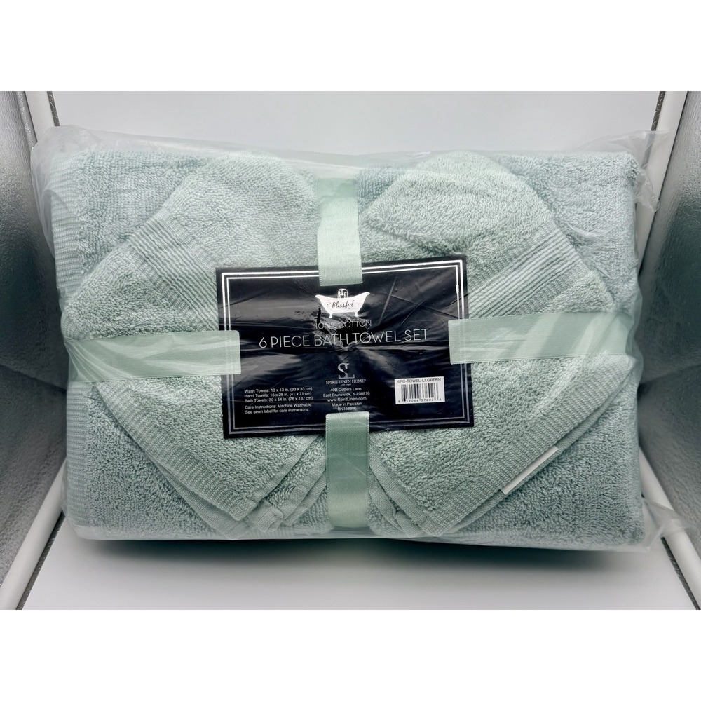 Spirit Linen Home 6-Piece Towel Set 100% Cotten (2) Bath (2) Hand (2) Wash